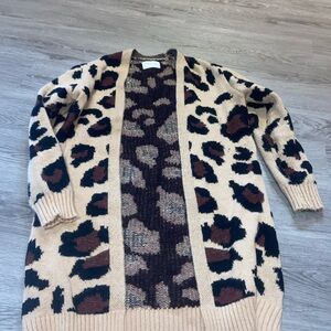 Active USA Animal Print Cardigan Sweater